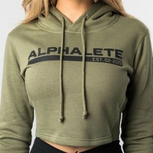 Alphalete Tactical Cropped Hoodie Olive Green